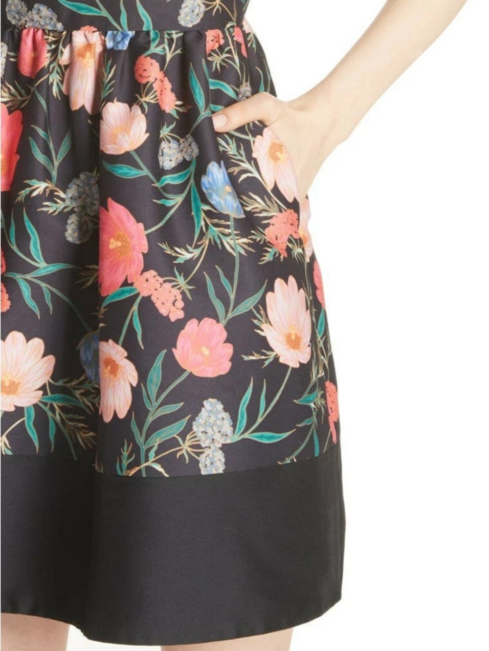 kate spade Black Floral Fit-and-Flare Dress